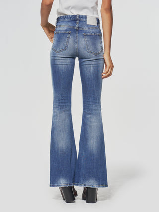 CAROLE BELL BOTTOM JEANS IN DISTRESSED BLUE - Woman - ALESSANDRO VASINI