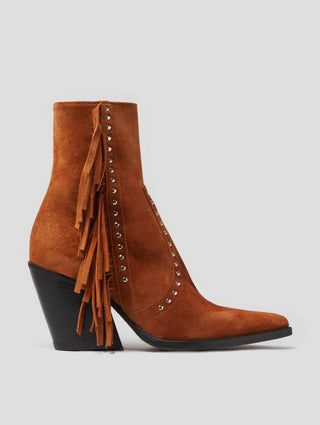 ALISON 80MM "MOJAVE" FRINGED BOOT IN CLAY SUEDE - Woman - ALESSANDRO VASINI