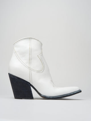 ALISON 80MM ANKLE BOOT IN DISTRESSED WHITE VACCHETTA LEATHER - Woman - ALESSANDRO VASINI