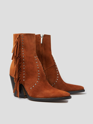 ALISON 80MM "MOJAVE" FRINGED BOOT IN CLAY SUEDE - Woman - ALESSANDRO VASINI