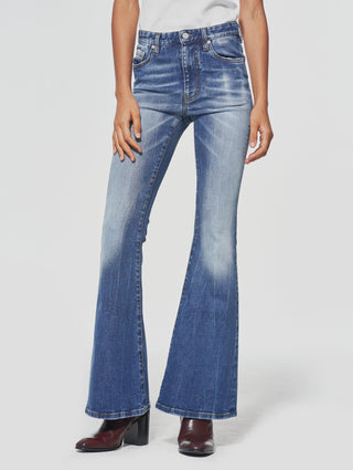 CAROLE BELL BOTTOM JEANS IN DISTRESSED BLUE - Woman - ALESSANDRO VASINI