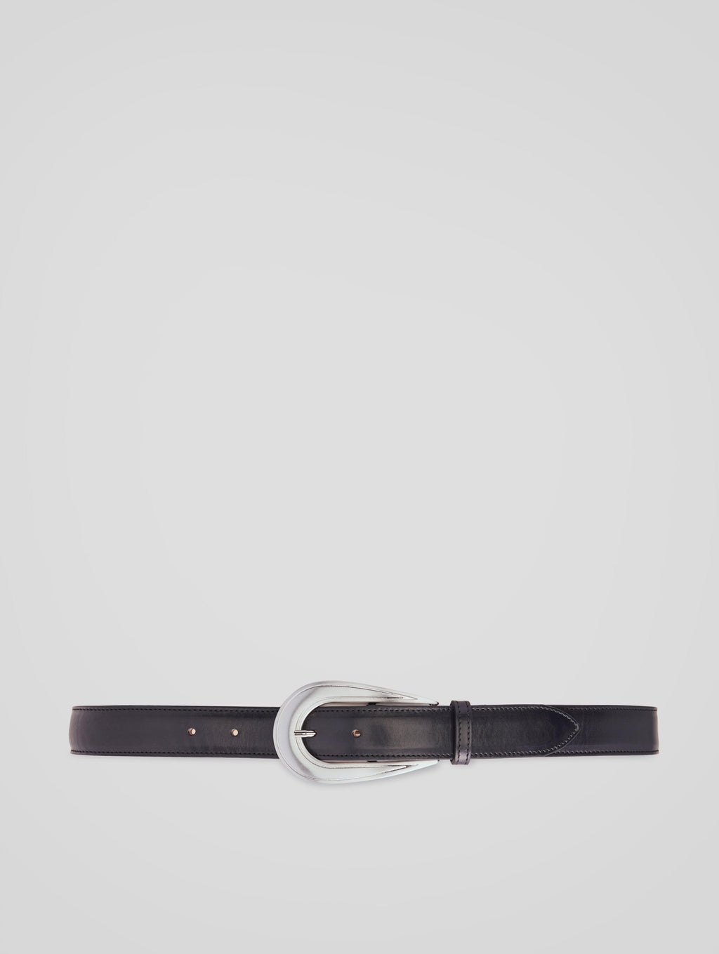 BELT 25MM MEDIUM WESTERN IN BLACK CALFSKIN WITH SILVER BUCKLE