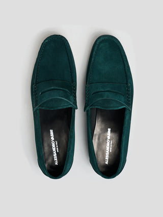 TONY PENNY LOAFER IN EMERALD GREEN SUEDE - ALESSANDRO VASINI
