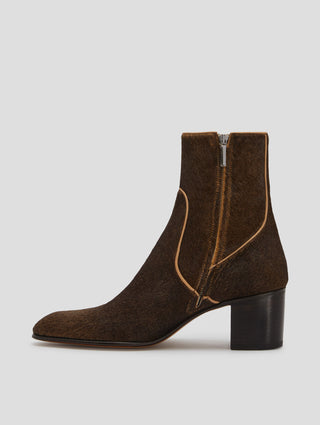 JUAN 60MM DECO ANKLE BOOT IN BROWN PONY HAIR
