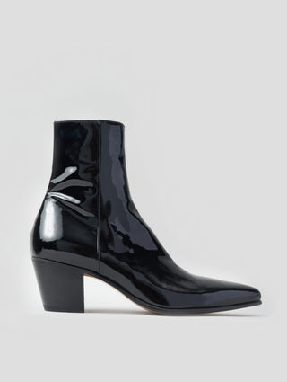 NICO 60MM ANKLE BOOT IN BLACK PATENT LEATHER
