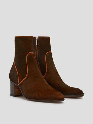 JUAN 60MM DECO ANKLE BOOT IN BRICK PONY HAIR