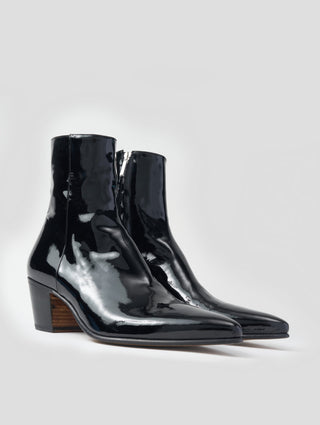 NICO 60MM ANKLE BOOT IN BLACK PATENT LEATHER