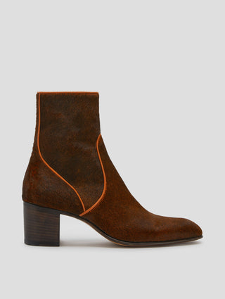 JUAN 60MM DECO ANKLE BOOT IN BRICK PONY HAIR