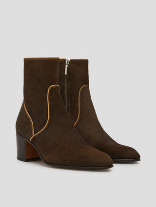 JUAN 60MM DECO ANKLE BOOT IN BROWN PONY HAIR