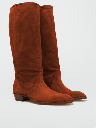 KEITH ROLL DOWN BOOTS IN RUST SUEDE