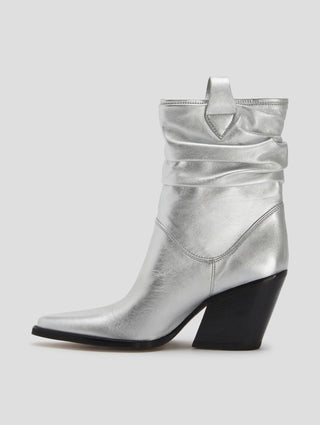 ALISON 80MM WRINKLED BOOT IN SILVER CALFSKIN