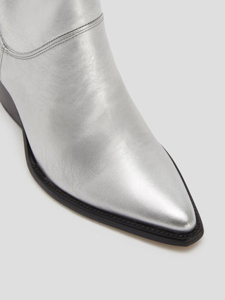 ALISON 80MM WRINKLED BOOT IN SILVER CALFSKIN