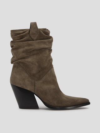 ALISON 80MM WRINKLED BOOT IN SMOKE SUEDE - Woman