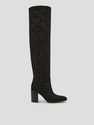 JANIS 80MM OVER THE KNEE BOOT IN LEOPARD SUEDE- Woman
