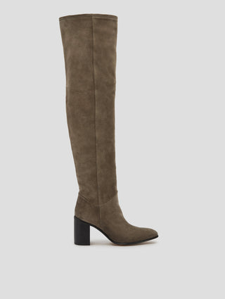 JANIS 80MM OVER THE KNEE BOOT IN SMOKE SUEDE - Woman