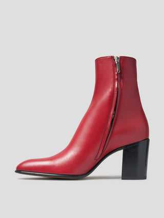 JANIS 80MM ANKLE BOOT IN BORDEAUX CALFSKIN - Woman