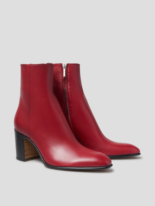 JANIS 80MM ANKLE BOOT IN BORDEAUX CALFSKIN - Woman