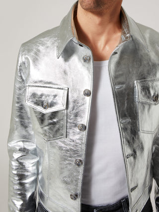 RAMON LEATHER JACKET IN SILVER