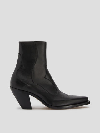 TABOR 70MM ANKLE BOOT IN BLACK CALFSKIN