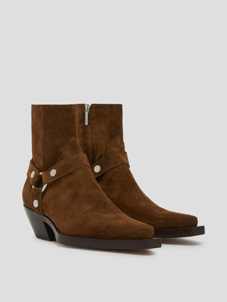 TERENCE HARNESS WESTERN BOOT IN ROCK SUEDE-Woman