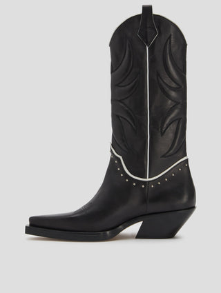 TERENCE WESTERN BOOT IN BLACK VACCHETTA