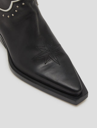 TERENCE WESTERN BOOT IN BLACK VACCHETTA