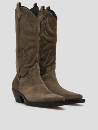 TERENCE WESTERN BOOT IN SMOKE SUEDE