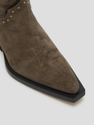 TERENCE WESTERN BOOT IN SMOKE SUEDE