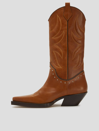 TERENCE WESTERN BOOT IN TOBACCO VACCHETTA