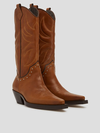 TERENCE WESTERN BOOT IN TOBACCO VACCHETTA