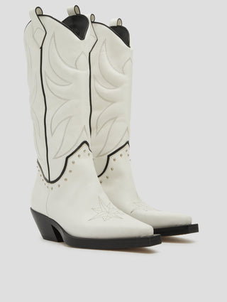 TERENCE WESTERN BOOT IN WHITE VACCHETTA - Woman