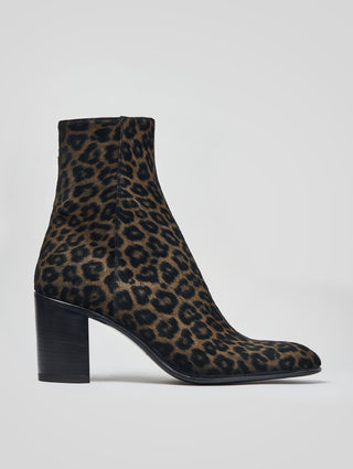 JANIS 80MM ANKLE BOOT IN LEOPARD SUEDE