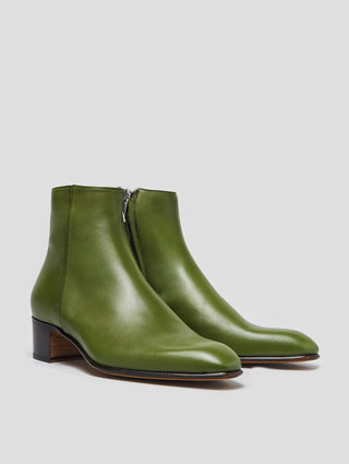 SONNY 40MM ANKLE BOOT IN VINTAGE GREEN CALFSKIN- Woman