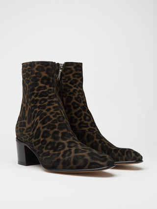 JUAN 60MM ANKLE BOOT IN LEOPARD SUEDE