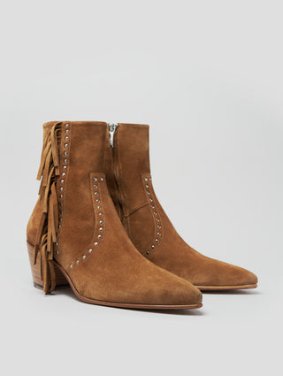 NICO 60MM "MOJAVE" FRINGED BOOT IN TOBACCO SUEDE