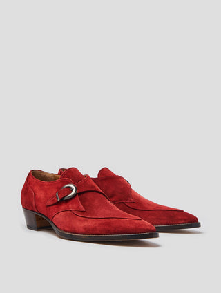ADRIAN 30MM MONK-STRAP IN RUBY RED SUEDE