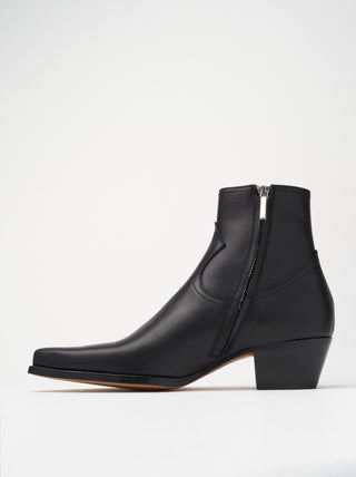 CLINT ANKLE BOOT IN BLACK VACCHETTA LEATHER