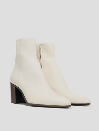 JANIS 80MM ANKLE BOOT IN IVORY CALFSKIN