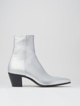 NICO 60MM ANKLE BOOT IN SILVER CALFSKIN- Woman