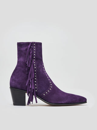 NICO 60MM "MOJAVE" FRINGED BOOT IN PURPLE SUEDE-Woman
