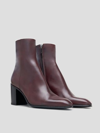 JANIS 80MM ANKLE BOOT IN BURGUNDY CALFSKIN - Woman