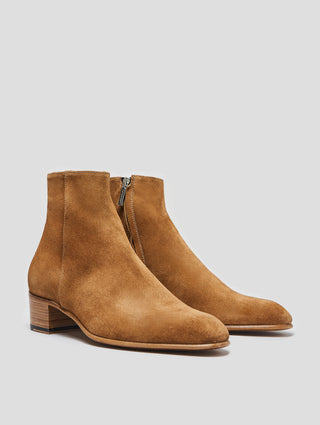 SONNY 40MM ANKLE BOOT IN TOBACCO SUEDE - ALESSANDRO VASINI
