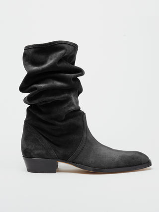 KEITH ROLL DOWN BOOT IN BLACK SUEDE - Woman