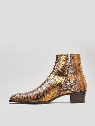 SONNY "SPECIAL EDITION" 40MM ANKLE BOOT IN GOLD SNAKESKIN