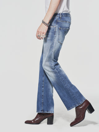 FRANKIE FLARE JEANS IN DISTRESSED BLUE - Man