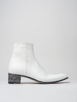 SONNY 40MM ANKLE BOOT IN DISTRESSED WHITE VACCHETTA
