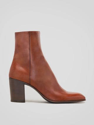 JANIS 80MM ANKLE BOOT IN BRICK CALFSKIN - Woman