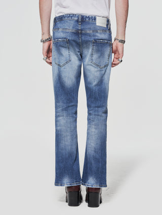 FRANKIE FLARE JEANS IN DISTRESSED BLUE - Man