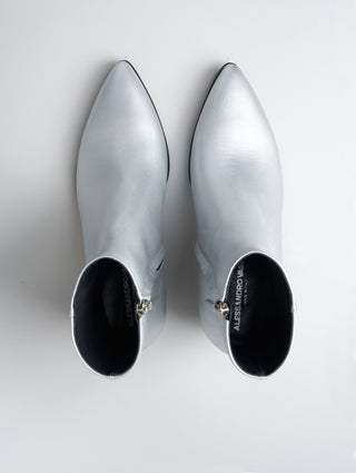 NICO 60MM ANKLE BOOT IN SILVER CALFSKIN