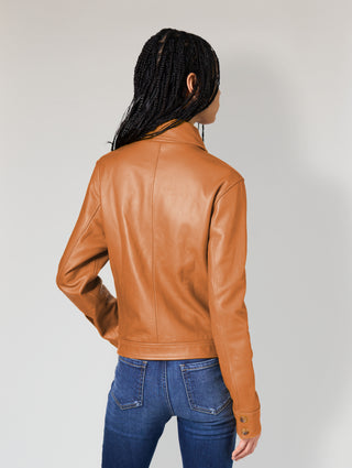 DOLLY LEATHER JACKET CAMEL - Woman